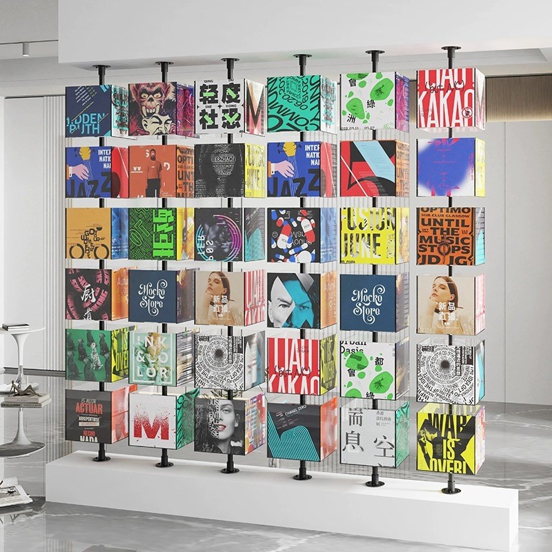 文化背景板互动装饰翻转牌立方体旋转亚克力照片墙可替换组合相框