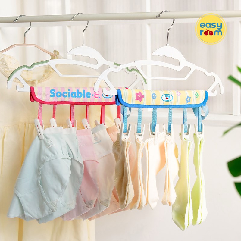 旅行可折叠衣架魔术贴内衣裤袜晾衣夹无痕多夹帽子夹便携收纳神器