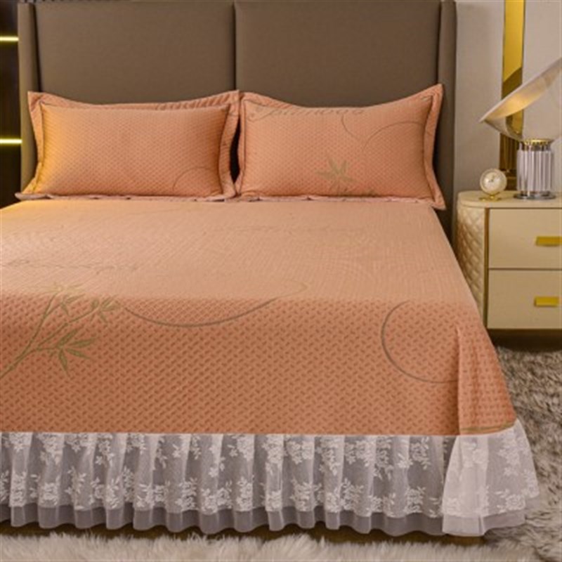 夏季 类针织凉席可水洗床裙款三件套空调软席子床单美式冰丝席