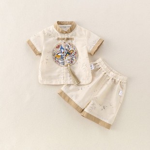 夏季周岁礼服男宝洋气小套装新中式生日拍照衣服婴幼儿夏天外出服