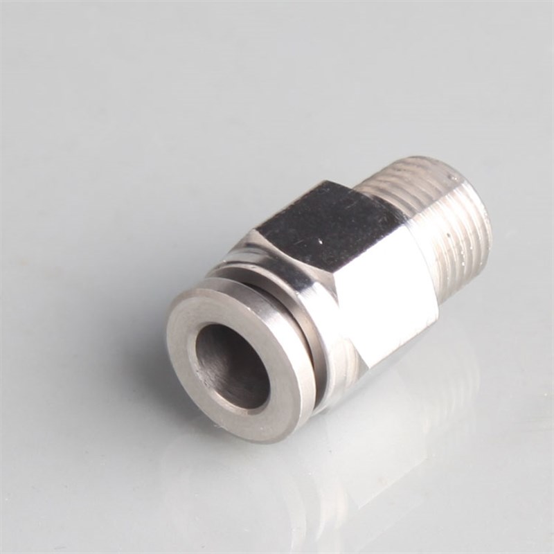 304不锈钢快插直通螺纹管接头PC外丝气动胶管快插直通 气管气咀