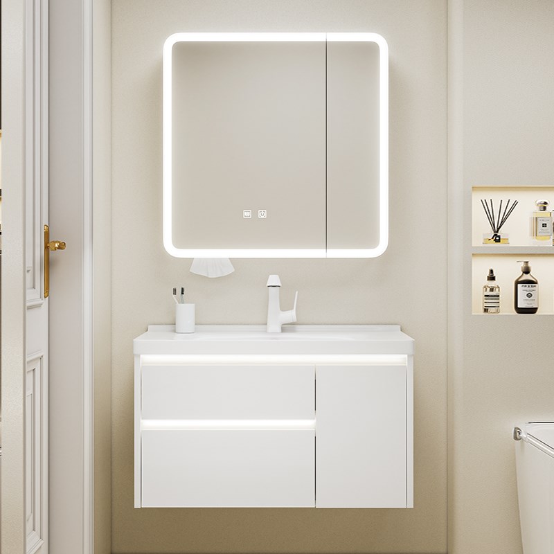 蜂窝铝浴室柜组合卫生间洗漱台陶瓷一体洗手洗脸盆柜智能美妆抽屉