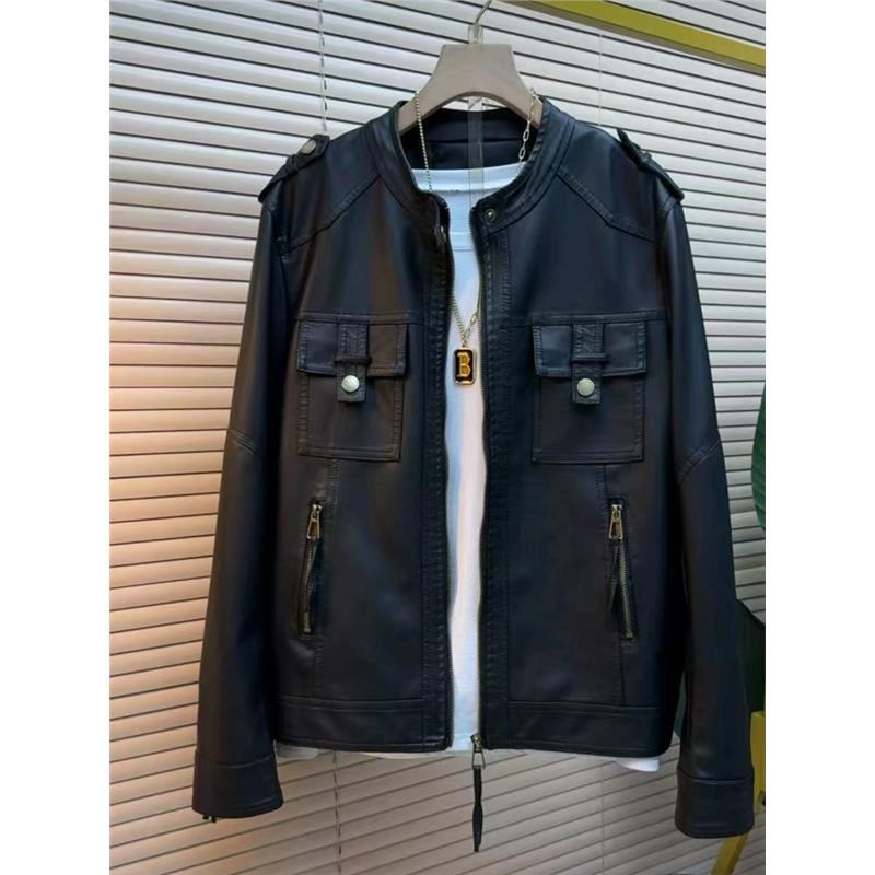 胖mm2025春季PU外套大码女装新款宽松夹克长袖百搭皮衣显瘦遮肚子