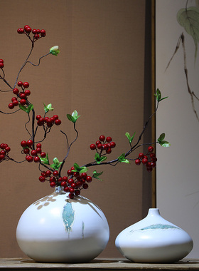 现代简约白色陶瓷花瓶摆件客厅插花干花花器电视柜中式家居装饰品