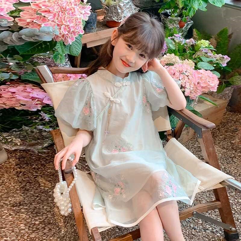 女童旗袍连衣裙夏装2024新款儿童中国风汉服裙子小女孩公主裙夏季