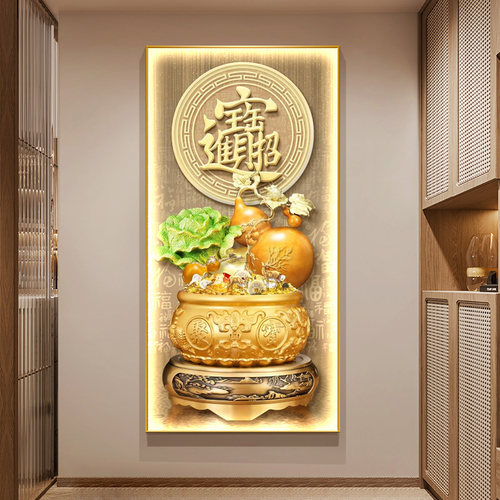新中式聚宝盆玄关装饰画