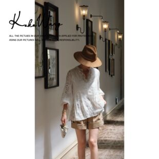 甜美镂空提花衬衫 100苎麻法式 N0685K15CS50 WANG风之絮语 KOKO