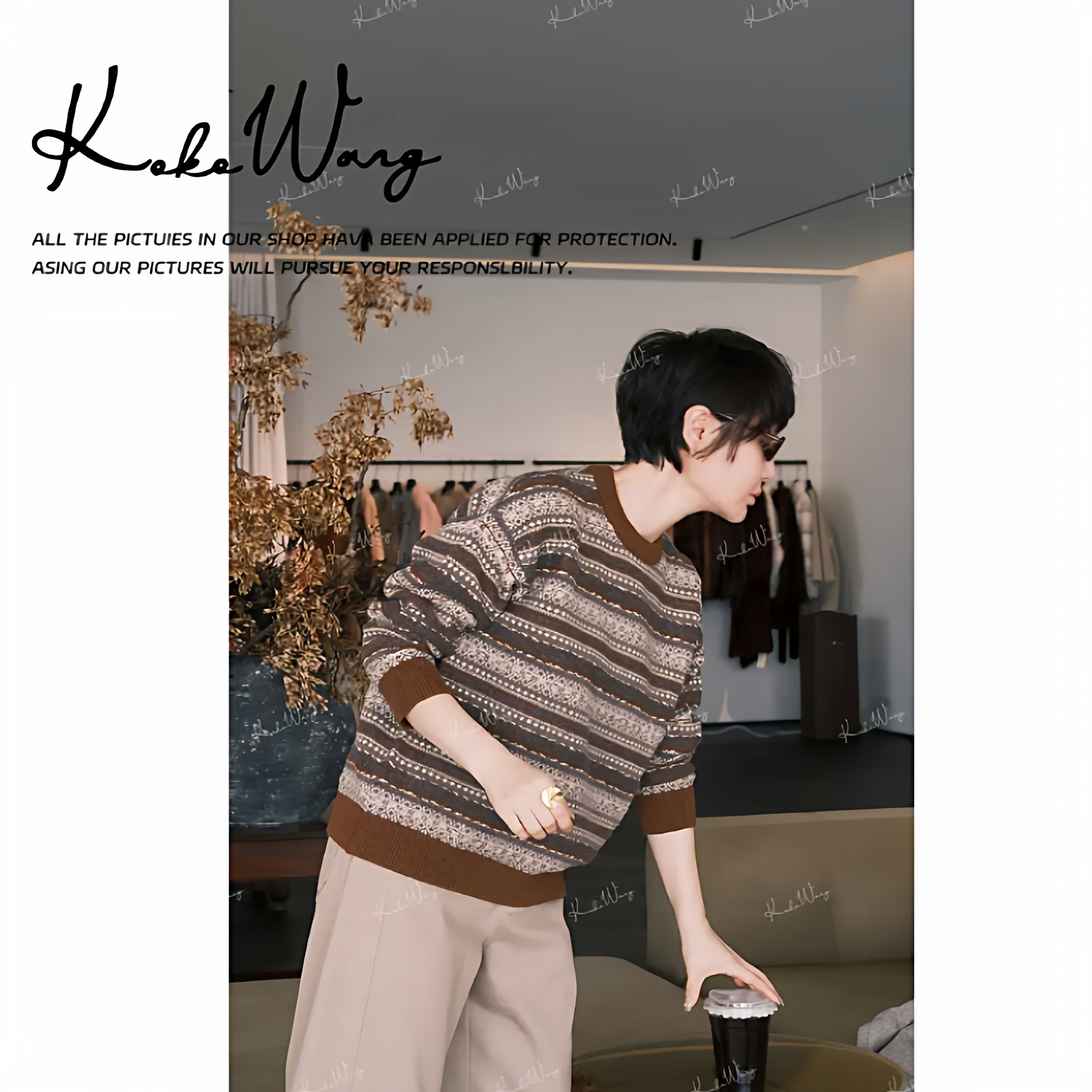 KOKOWANG费尔岛羊毛针织套头衫