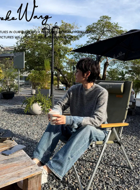 KOKO WANG 秋冬羊毛混纺设计感拼接牛仔针织套头衫 N6845K25W01