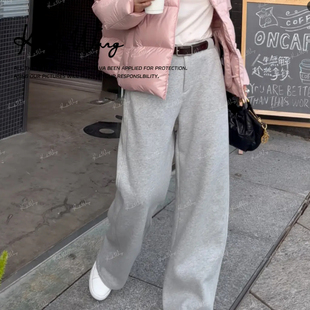 N2445K17K42 秋冬极简风立体剪裁显瘦直筒加绒休闲裤 KOKO WANG