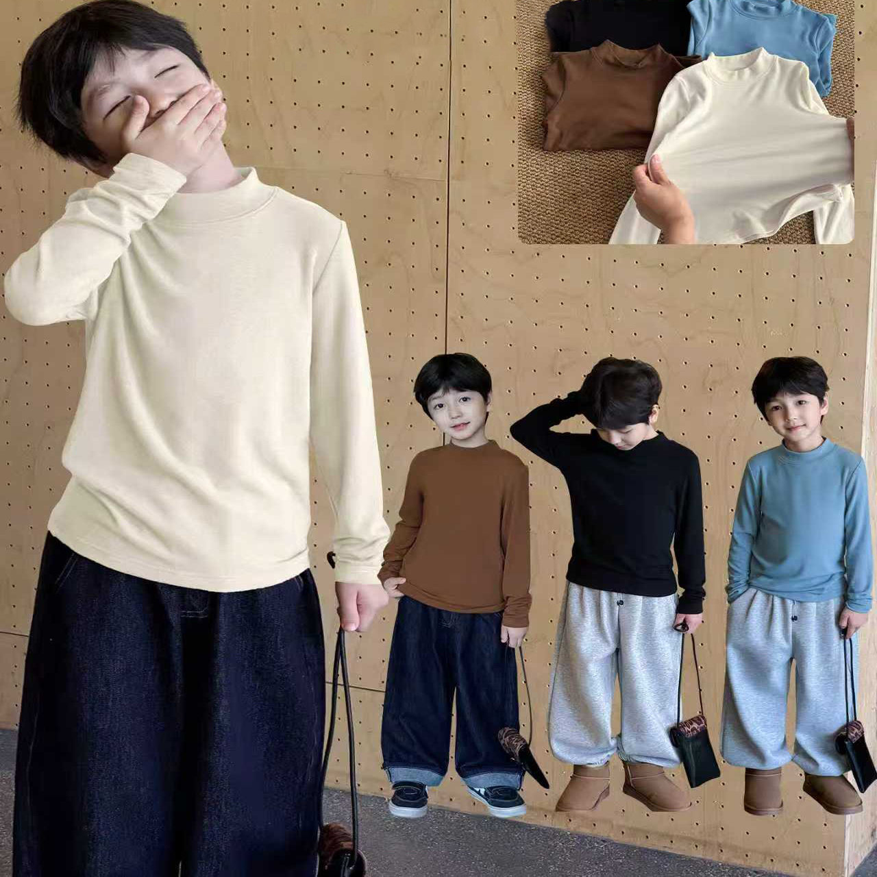 A类儿童百搭打底秋冬保暖男女童纯色加厚内搭学生弹力洋气上衣,童装/婴儿装/亲子装,保暖上装,淘宝优惠券,粉丝福利购,淘宝优惠卷