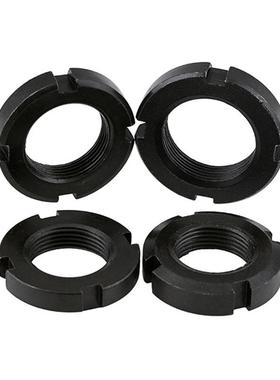 标GB812碳钢黑色圆螺母四中碳止退槽螺母开槽锁紧螺母M1国0-M200