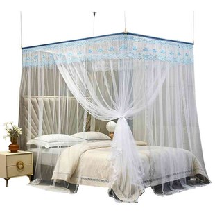 落地伸缩蚊帐家用卧室三开门公主风方便 夏季 新款 免安装 吊顶挂绳式