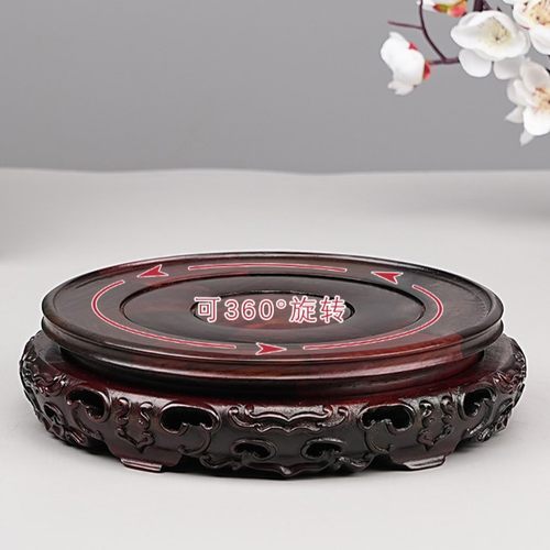 红酸枝可旋转圆形摆件托架底座