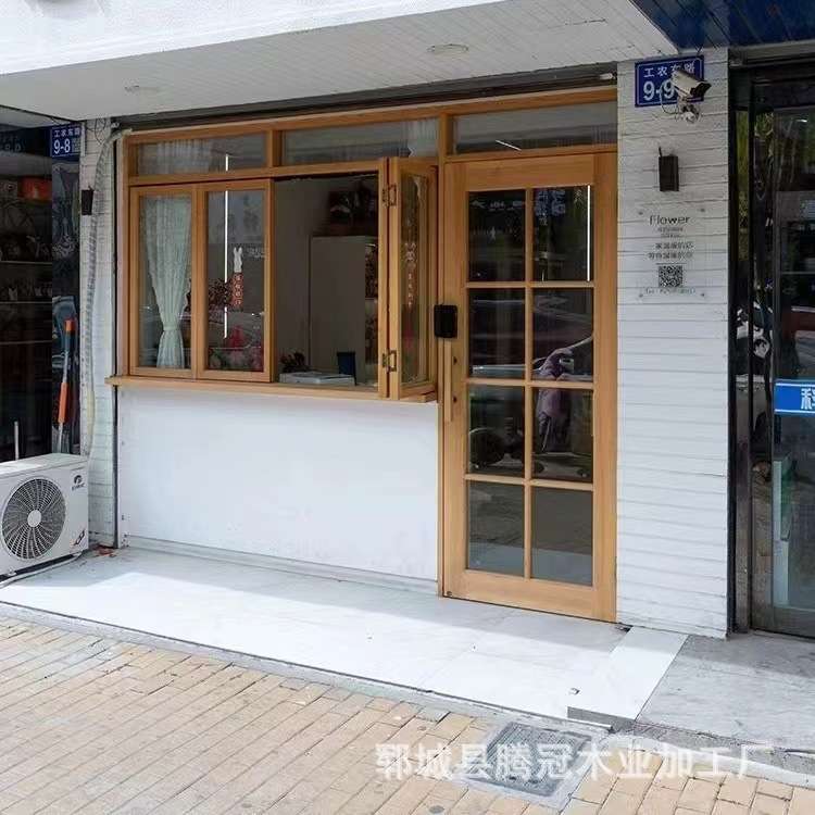 老榆木折叠窗店铺民宿平开窗复古木质门窗框架门隔断落地门窗