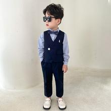 帅气男童西装马甲套装花童礼服宝宝周岁生日西服儿童演出服正装夏