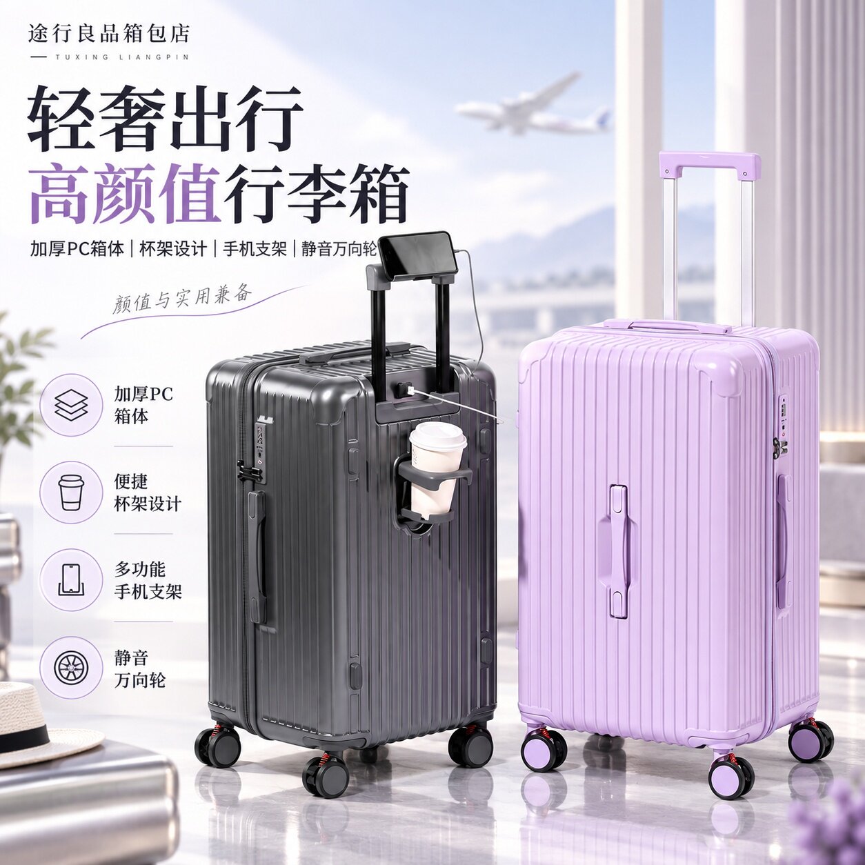 加厚大容量万向轮TSA密码锁箱