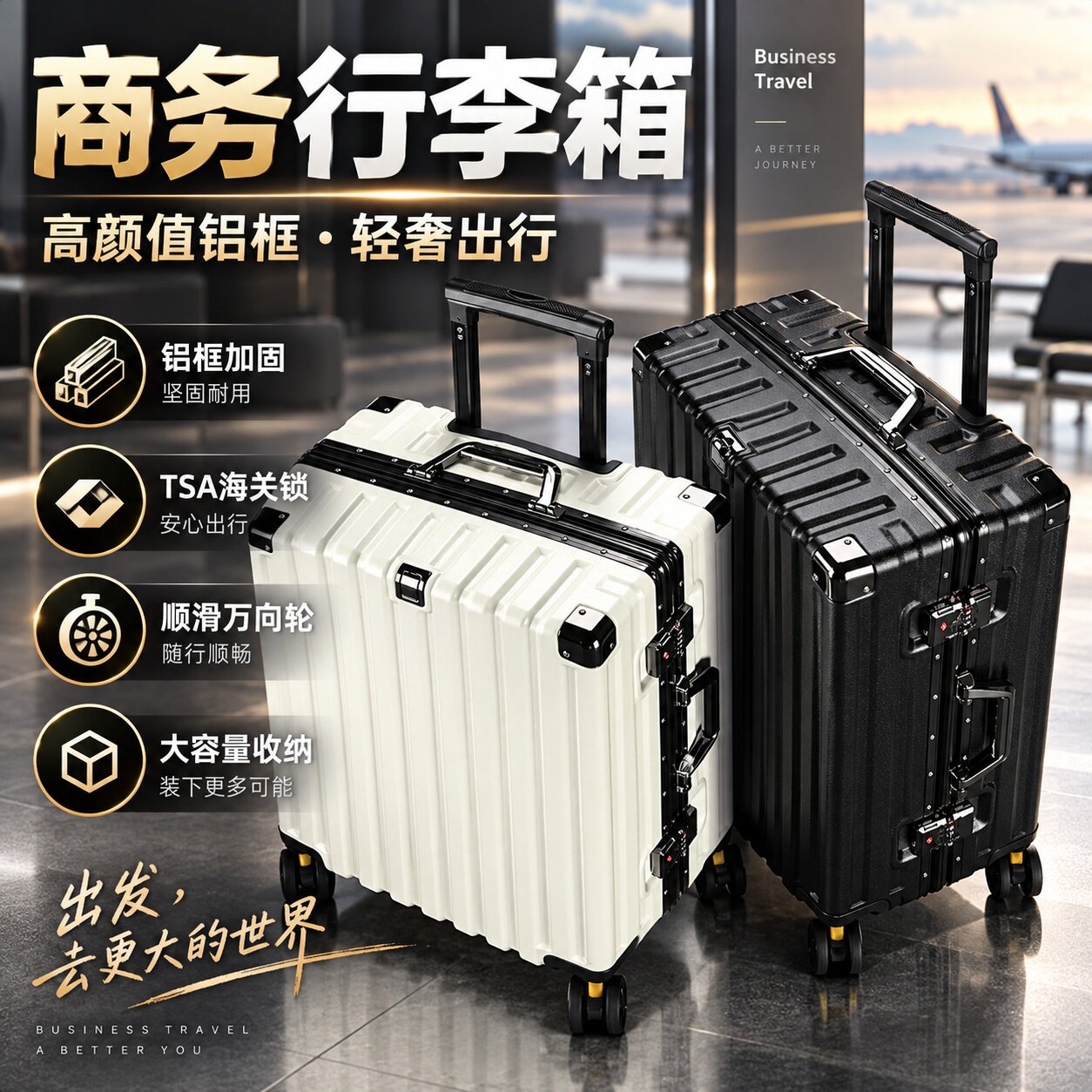 铝框TSA锁大容量行李箱