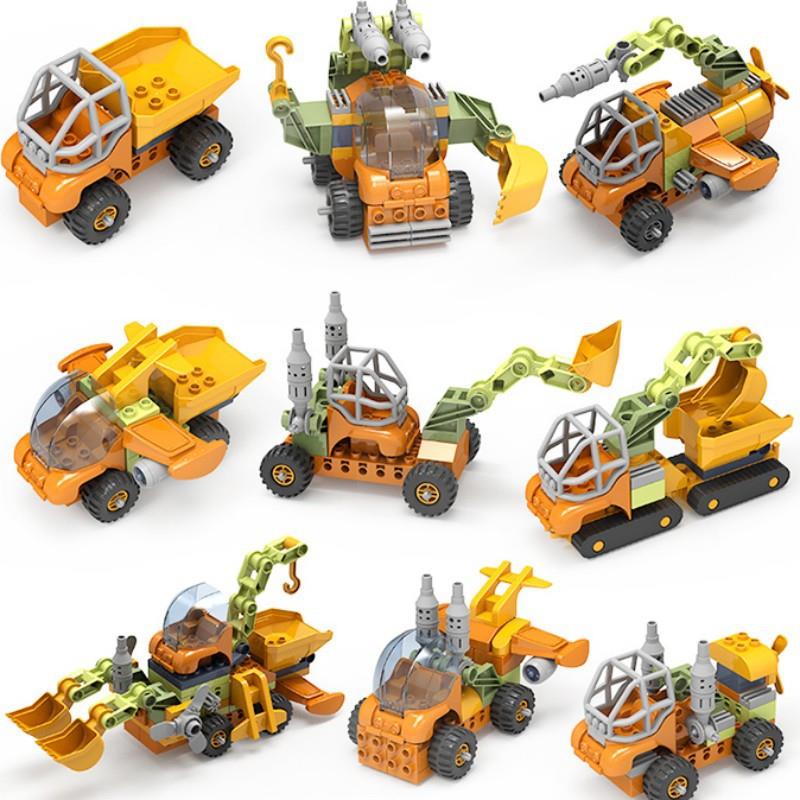 大颗粒积木拼装玩具益智男孩子5工程车挖土车百变飞机科教机器人3