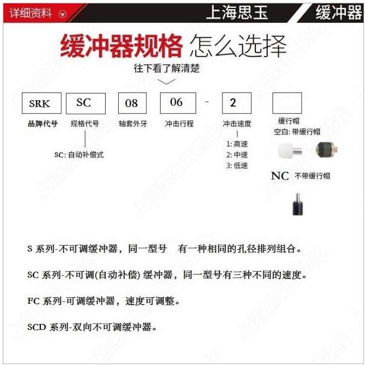 SRK缓冲器 规格齐全上海思玉油压缓冲器SC0806-1/2/3SC1210SC1412