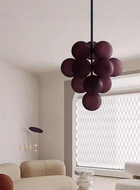 北欧创意个性葡萄客厅吊灯高颜值紫色波纹球别墅卧室书房设计师灯