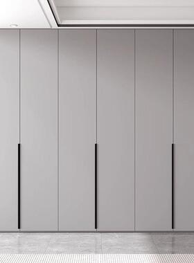 实木颗粒板衣柜灰色卧室家用一门到顶组合平开门大衣柜