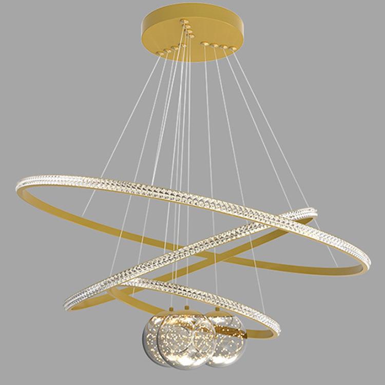 圆圈吊灯 简约环形3组合黑色金色 LED智能语音控制客厅吊灯