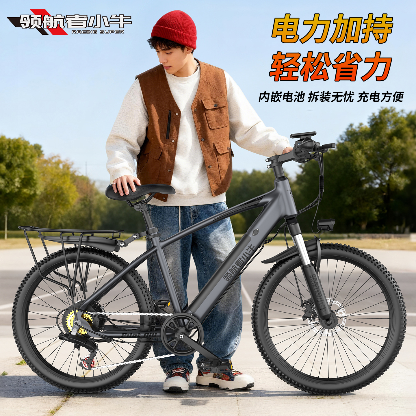 领航者小牛电助力自行车可拆电池