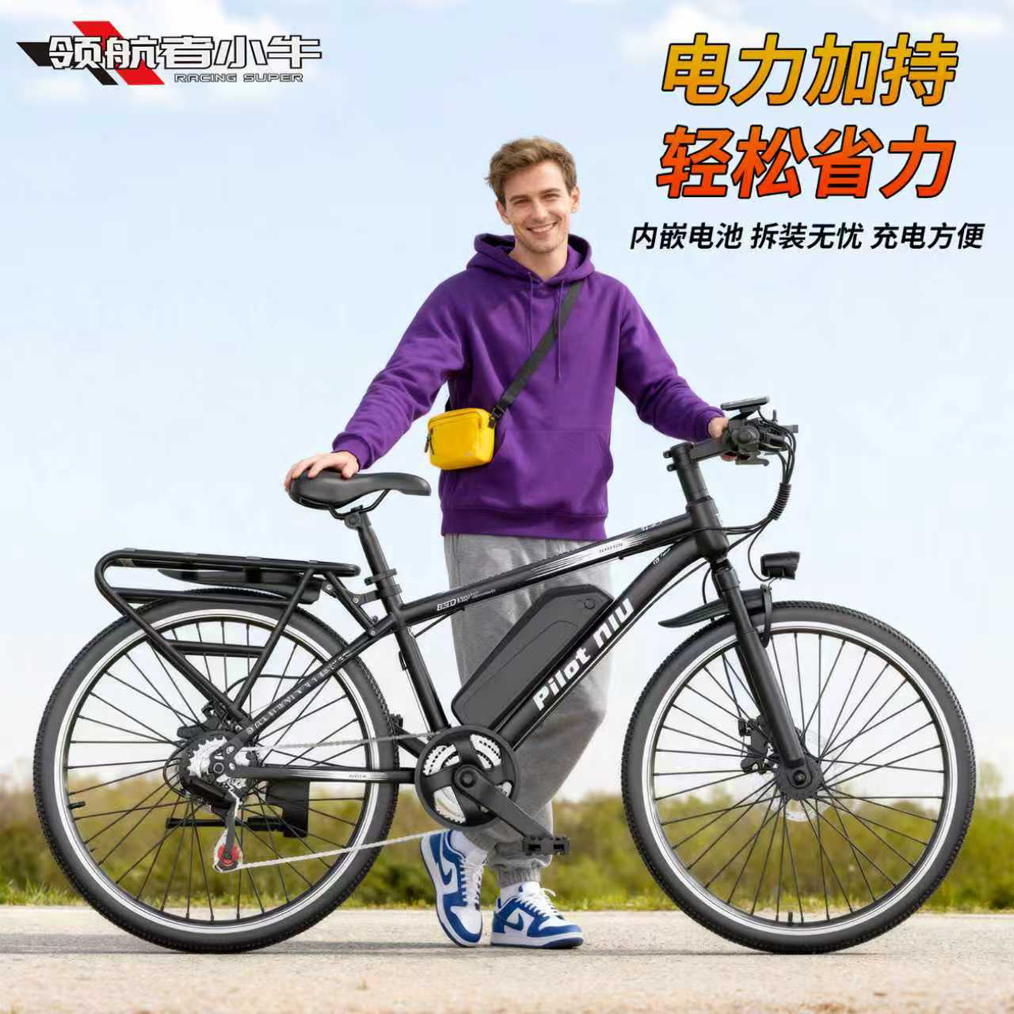 领航者小牛电助力自行车可拆电池