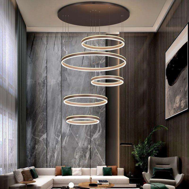 复式楼中楼大吊灯高档现代简约别墅轻奢中空跃层挑空led客厅吊灯