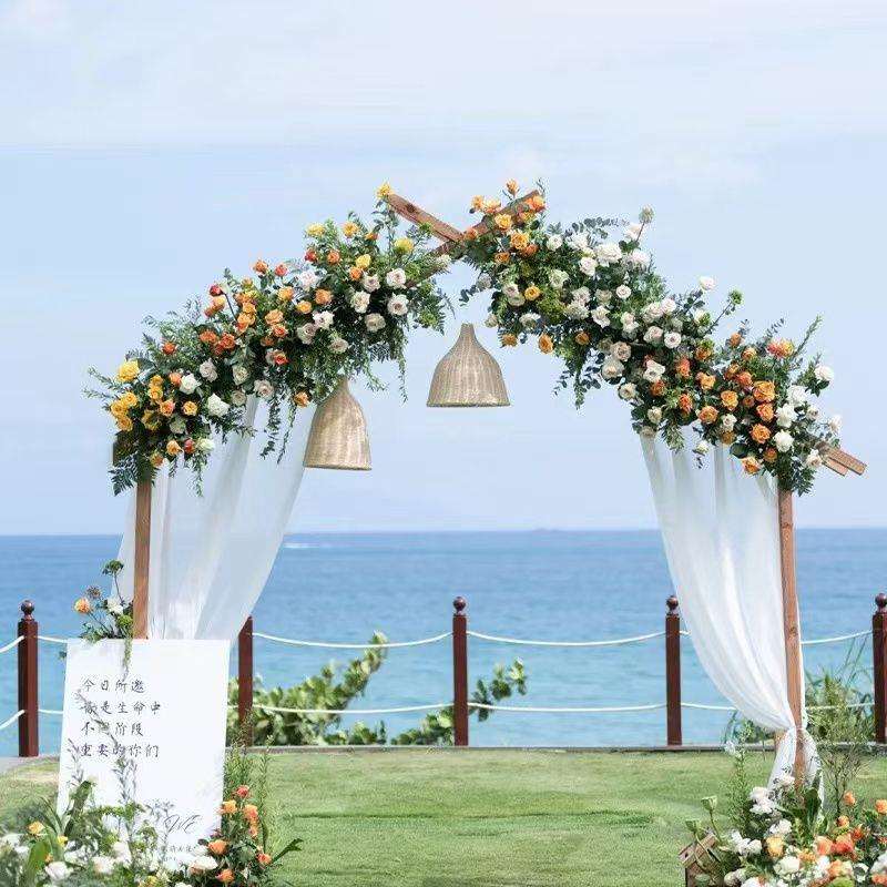 婚庆木质拱门森系户外婚礼花架架子木架木头草坪装饰道具背景布置