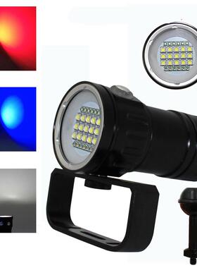 XML2红光白光兰光27灯强光潜水手电筒泛光18650充电补光灯手提灯