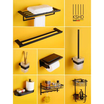 德国杜拉德哑光黑色毛巾杆浴巾置物架卫生间浴室厕所五金挂件套装