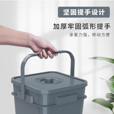 0J025L方形茶水桶家用储水桶茶具排水桶带盖茶渣桶垃圾桶深灰