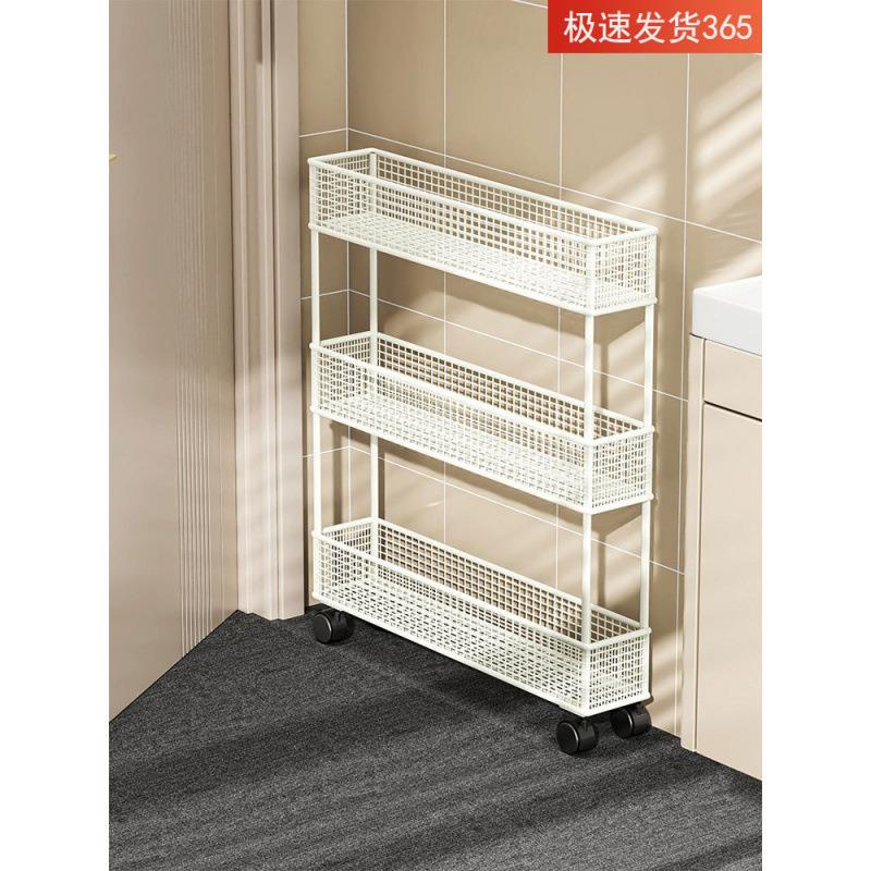 *卫生间夹缝置物架门后超窄缝隙收纳柜浴室极窄小推车款