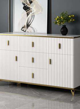 my轻奢岩板卧室五斗柜收纳柜储物柜大容量抽屉柜白色靠墙客厅五斗