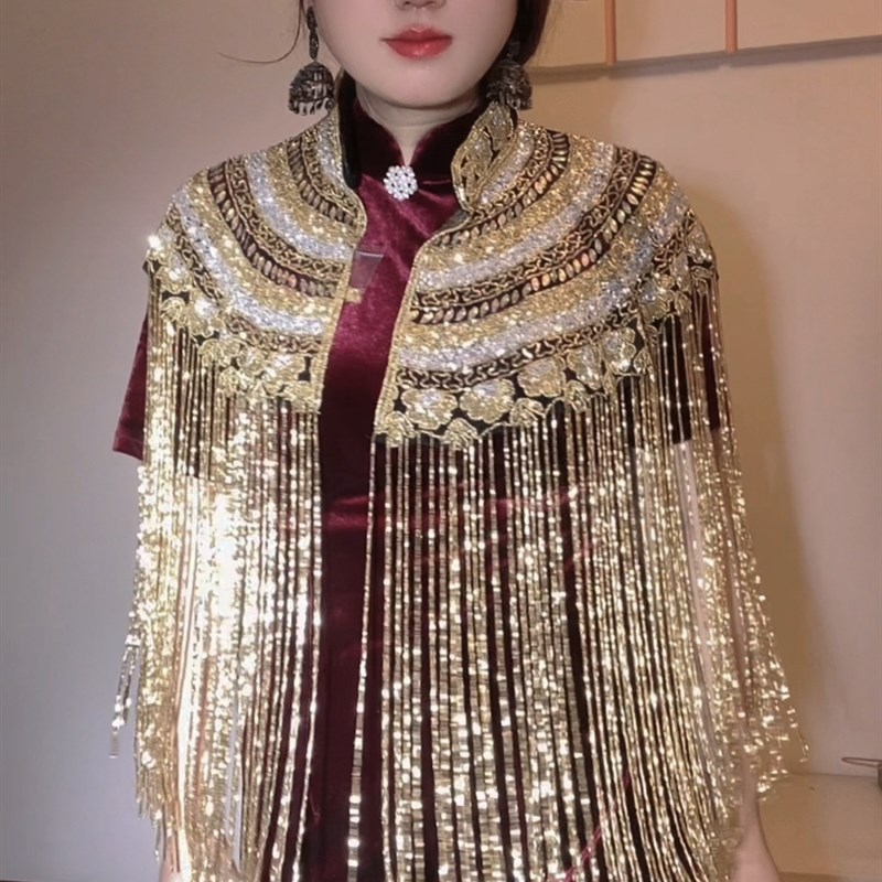 长流苏披肩搭配旗袍礼服妈妈婚礼喜婆婆婚宴外Q套外搭高贵高档高
