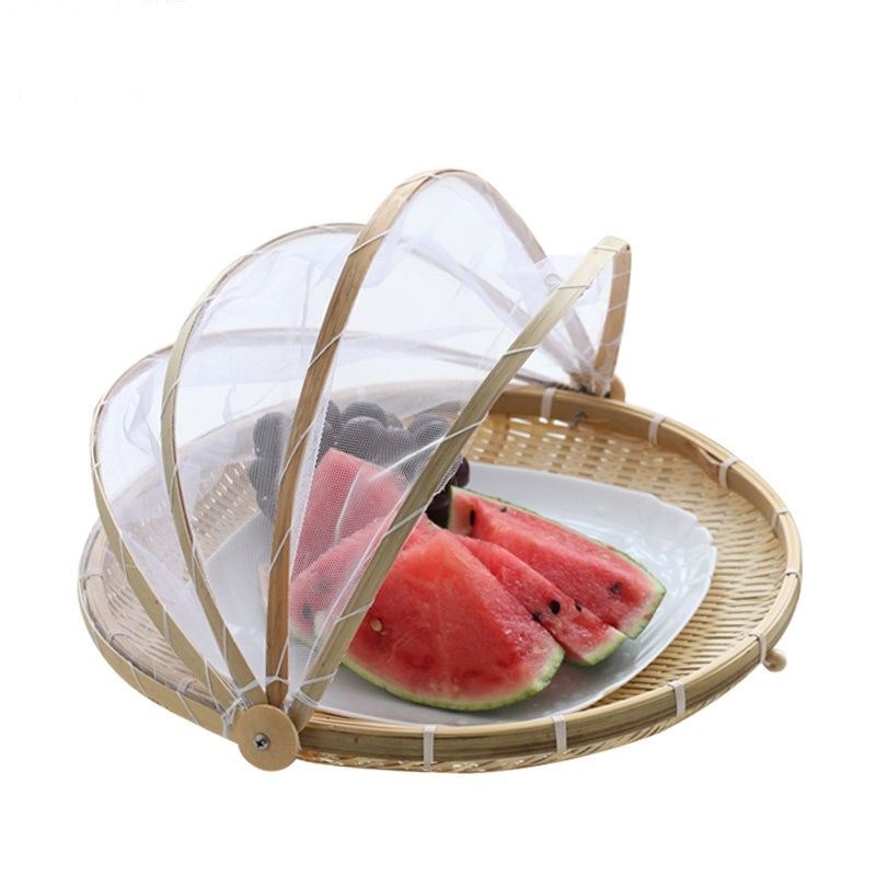 晾晒篮家用馒头圆簸箕竹编筐筲箕收纳水果篮N盖菜罩新款防虫竹编