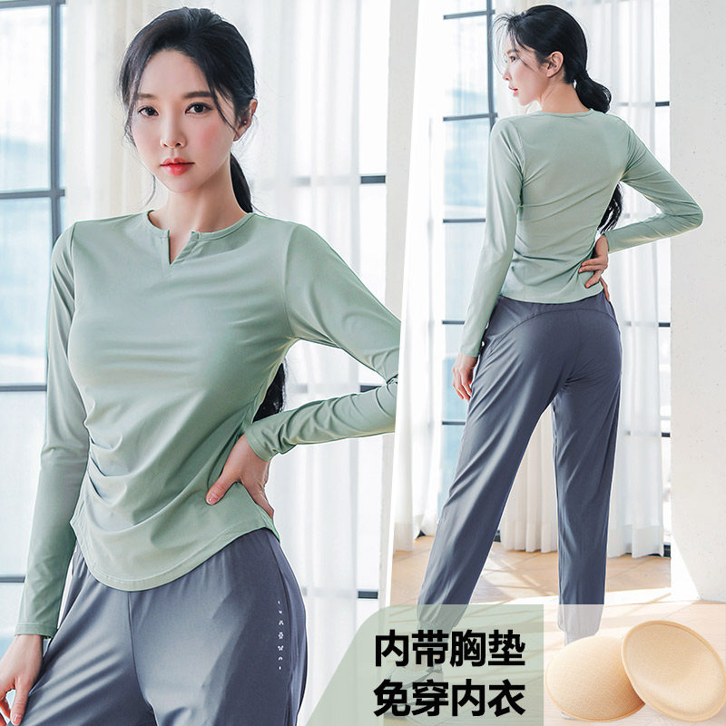 瑜伽服女带胸垫速干运动跑步套装