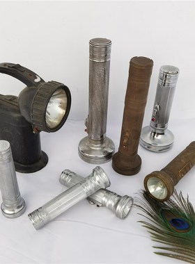老物件矿灯铁皮i手提灯收藏怀旧民国老式铜手电筒旧货老东西摆件