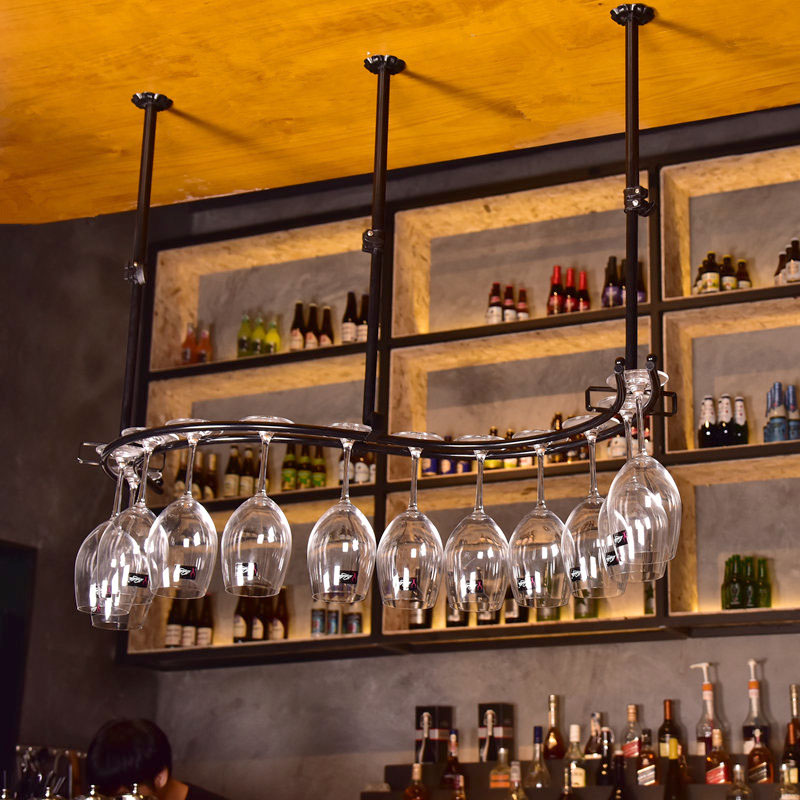 红酒杯架倒挂家用酒杯架悬挂高脚杯架倒挂酒架吧台吊杯架创意杯架