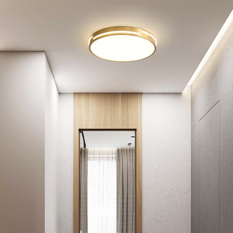 北欧全铜吸顶灯卧室灯阳台过道创意灯具简约现代led超薄房间灯饰