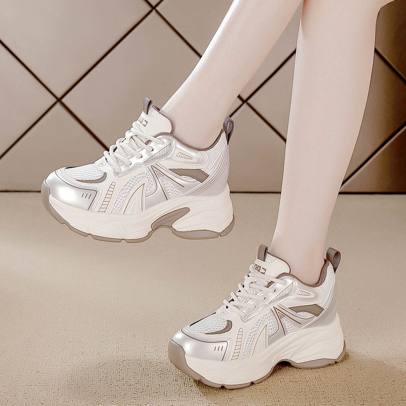 内增高老爹鞋女款2025新款厚底百搭休闲鞋小个子运动鞋轻便显脚小