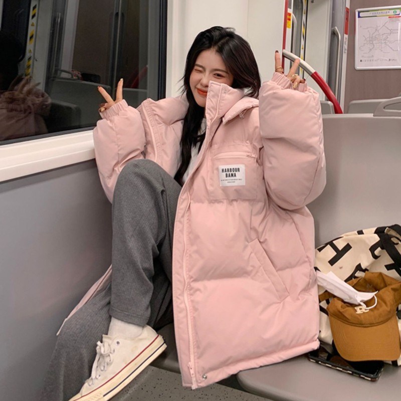 粉色羽绒棉服女2024冬季新款高级感加厚保暖棉袄T学生短款棉衣外
