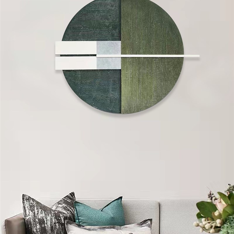 现代简约立体客厅装饰画手绘肌理圆形轻奢挂画玄关卧室实物装置画