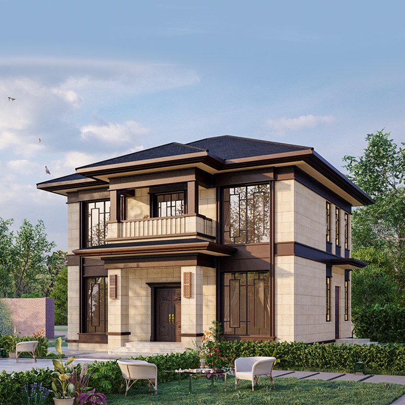 2232二层小户型别墅中式设计图纸新款经济型2层自建房农村100平方