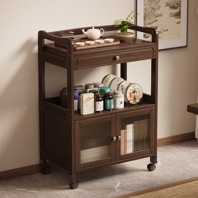 置物架多层茶叶收纳架客厅可移动小推车带轮茶几沙发边几茶水架子