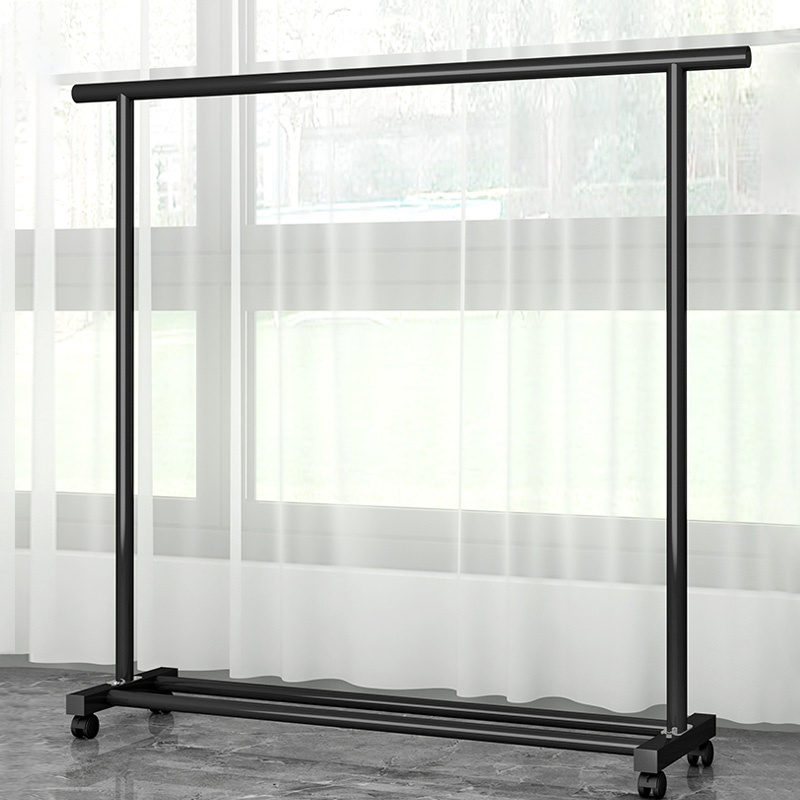 新款晾衣架落地家用卧室挂衣服阳台折叠杆室内移动宿W舍晒凉衣帽