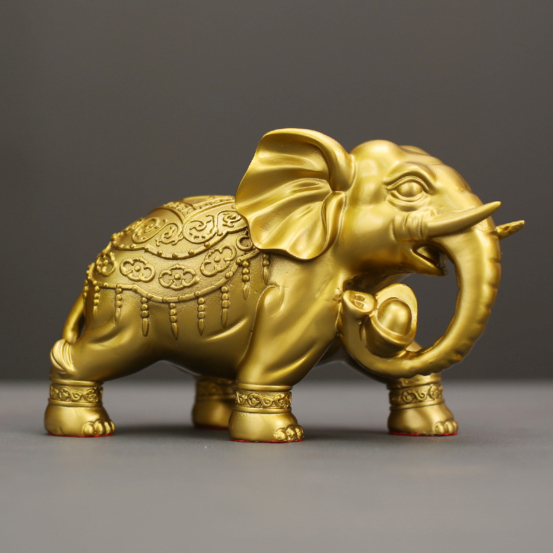铜大象摆件一对黄铜吸水大象财福对象客厅办公室装饰品店铺铜摆饰