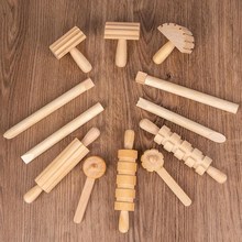 儿童过家家d擀面杖12件套装DIY模具橡皮泥手工玩具幼教滚轮印章